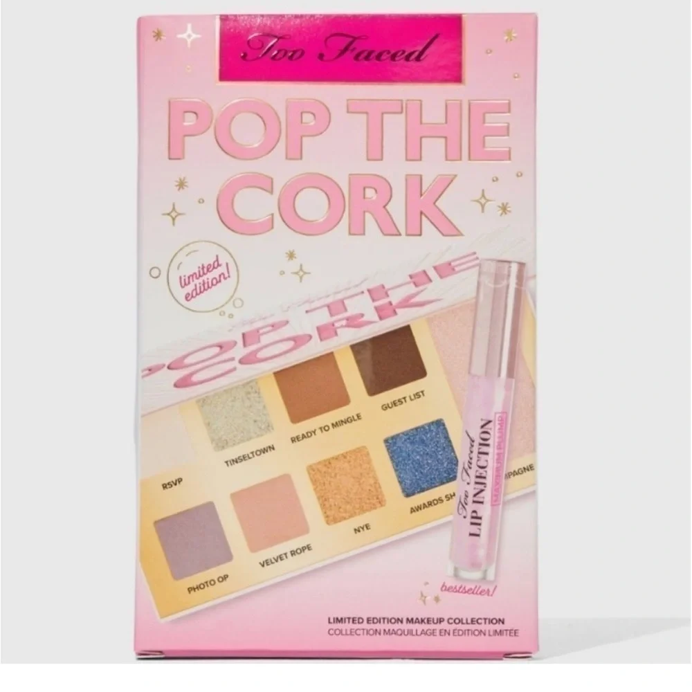 Too Faced Pop The Cork Makeup Set LIMITED EDITION with full size lip plump